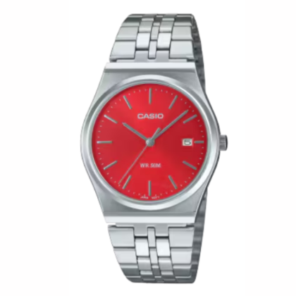 Casio General MTP-B145D-4A2V Red Dial With Stainless Steel Dial Analog Men Watch